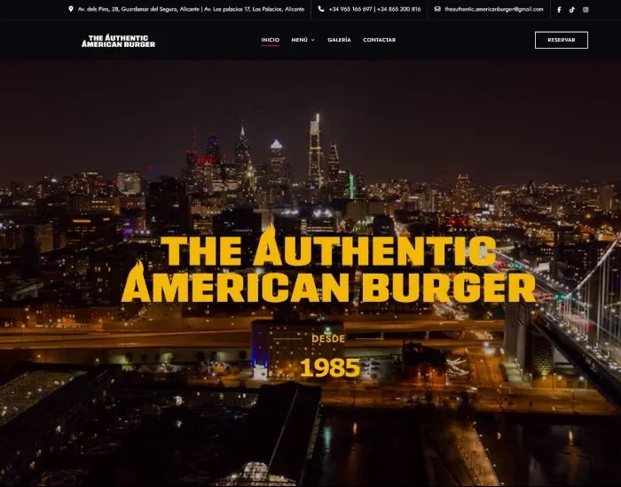 Diseño web para The Authentic American Burger