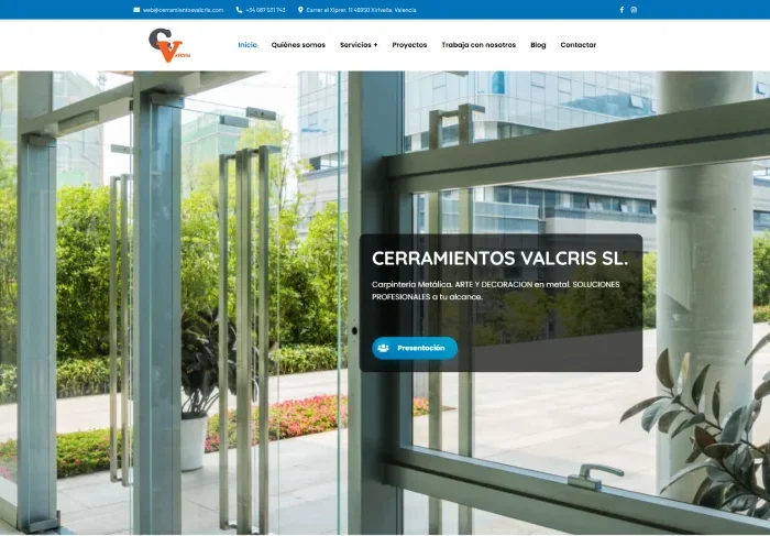 Diseño web para Cerramientos Valcris