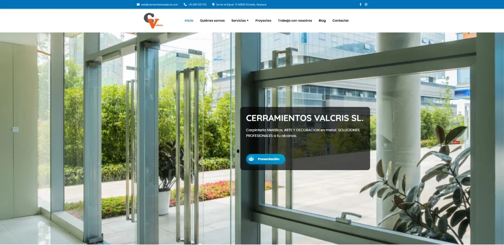 Diseño web para Cerramientos Valcris