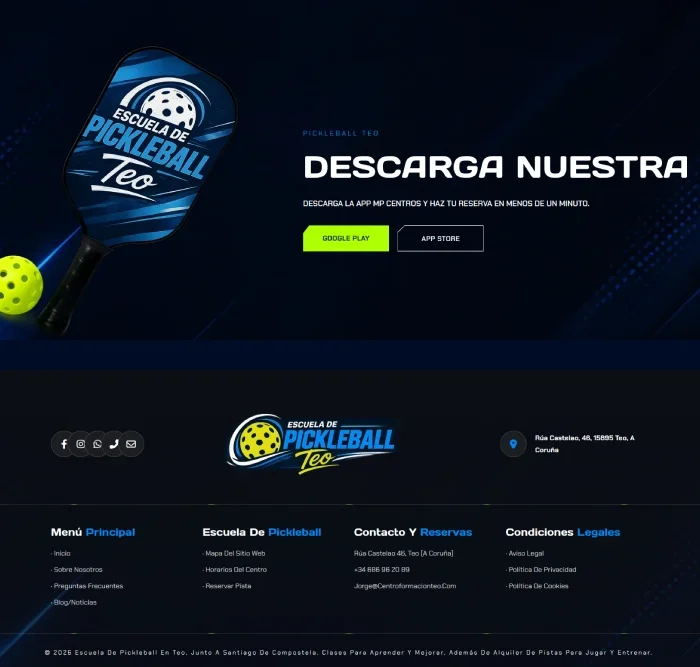 Diseño web para Pickleball Santiago